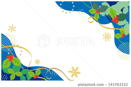 聖誕冬青葉和紅色漿果邊框向量圖 聖誕冬青葉和紅色漿果邊框向量圖 143763332