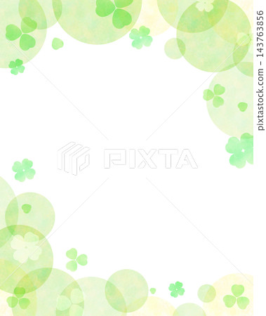 清新淡雅的背景，以淺綠色水彩和三葉草為特色。 143763856