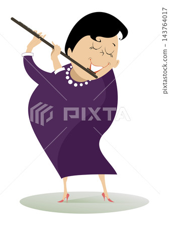 flute, woman, vector 143764017