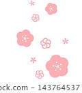 一幅粉紅色的日式插畫，畫著許多花朵。 143764537