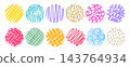 Set of circles filled with colorful doodles 143764934