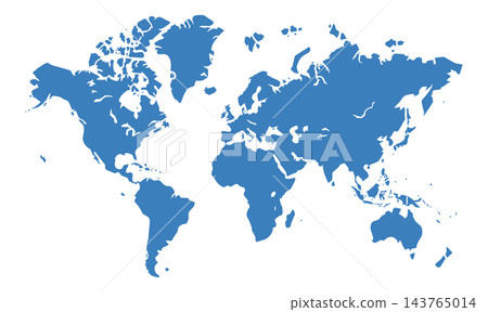 Blue world map silhouette, isolated illustration 143765014