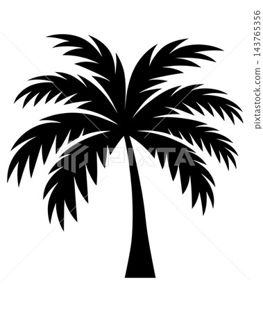 Black palm tree with curved trunk, isolated illustration Black palm tree with curved trunk, isolated illustration 143765356