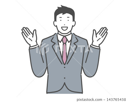 微笑著引導的西裝男 143765438