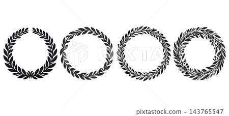 Black laurel wreath set, isolated illustration 143765547