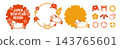 Japanese-style illustration materials for New Year's greeting cards. 143765601