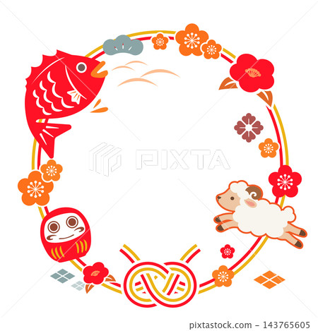 日式新年賀卡插畫素材 143765605