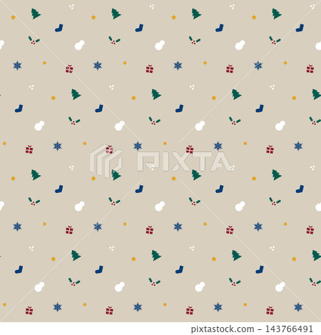 A simple and cute background image for Christmas decorations. Seamless pattern with a beige background. A simple and cute background image for Christmas decorations. Seamless pattern with a beige background. 143766491