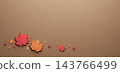 Autumn banner design of maple leaves on brown paper background with copy space 3D render 143766499