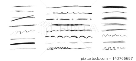 Hand-drawn brush strokes and pencil lines Hand-drawn brush strokes and pencil lines 143766697