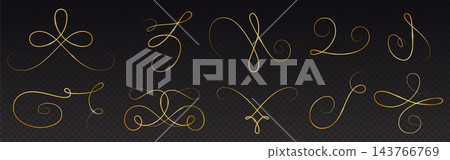 Elegant gold calligraphic swirls and swashes. Elegant gold calligraphic swirls and swashes. 143766769