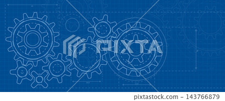 Mechanical parts drawing on blueprint background Mechanical parts drawing on blueprint background 143766879