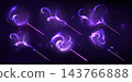 Glowing magic wand set with luminous light trails 143766888