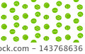 Tennis ball seamless pattern with small green circles tossed on white. Scattered mini balls keep a playful scrawl rhythm. Sporty vector court print for web banner or textile print 143768636