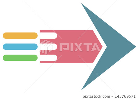 Red process arrow with color bars, isolated illustration Red process arrow with color bars, isolated illustration 143769571