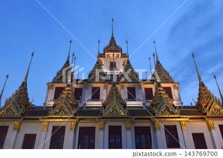 decoration lamp of Loha Prasat or only metallic castle in the world at Ratcha Nadda temple Thailand 143769700
