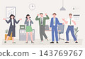 Corporate business team. Office characters at work. Working day, start up, young entrepreneurs and investment reports, charts, incomings, vector concept 143769767