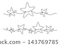 Star borders. Abstract continuous line stars border design. Simple one line decorative elements for invitation, celebrating, party. Decor vector elements 143769785