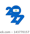 2027 banner with Nicaragua flag inside. 143770157