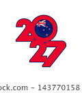 2027 banner with New Zealand flag inside. 143770158