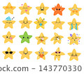 Cute kawaii style emoji. Fun little mascot with variety of emotion or mood expressions. Yellow cartoon characters with eyes on faces. Happy or sad smileys. Funny emoticons vector set 143770330