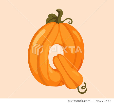 Pumpkin Letter Q Vector Clipart for Autumn Alphabet Design Pumpkin Letter Q Vector Clipart for Autumn Alphabet Design 143770358