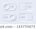 Neumorphism switch buttons. 3d neomorphism ui toggle button, unlock lock on off slider bar realistic shadow web minimal clean ux design bevel white background vector illustration 143770473