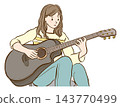 Illustration of a young woman playing the guitar 143770499