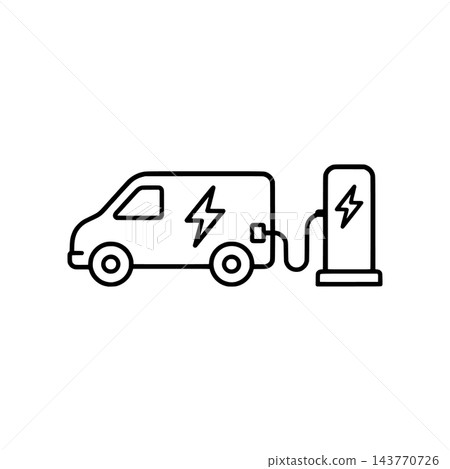 電動貨車正在充電站充電（圖示） 143770726