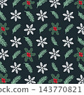 Christmas pattern with festive pine trees and winter botanical foliage 143770821