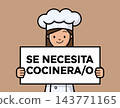 Female Chef Holding Se Necesita Cocinera Recruitment Sign 143771165