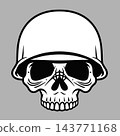 Military Skull in Soldier Combat Helmet Tattoo Vector Art 143771168
