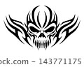 Tribal Demon Skull Tattoo Vector Art Gothic Ornament 143771175