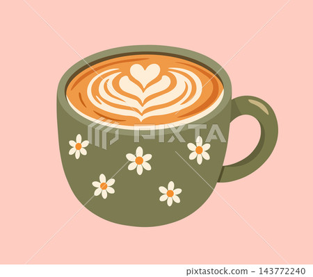Coffee Cup with Latte Art Vector Clipart Coffee Cup with Latte Art Vector Clipart 143772240