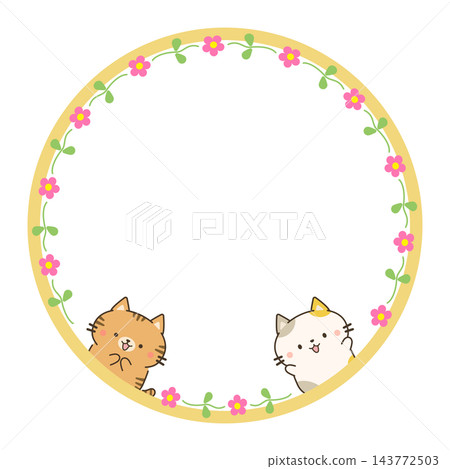 貓咪相框,圓形,黃色 貓咪相框,圓形,黃色 143772503