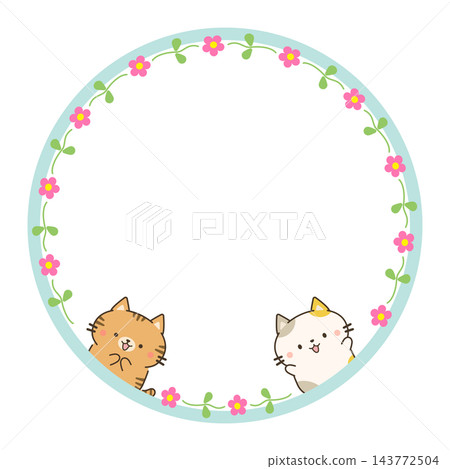 Cat frame, round, light blue 143772504