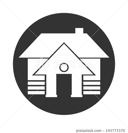 House icon with chimney and door, isolated illustration House icon with chimney and door, isolated illustration 143773370