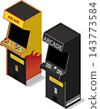 Multiplayer arcade machine isometric illustration 143773584