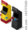 Shooting arcade machine isometric illustration 143773585