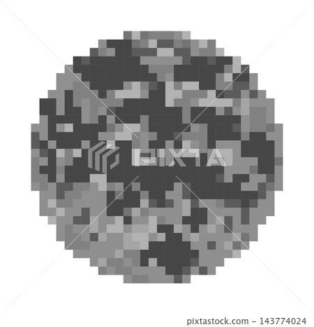Pixel art gray moon, isolated illustration 143774024