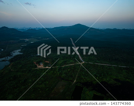 Aerial view landscape lake or pond in krabi thailand 143774360