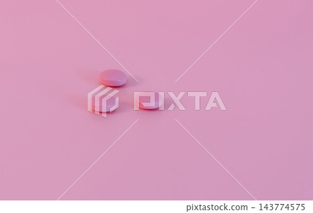 Pink tablets pill on pink background. Pharmacy banner. Pharmaceutical industry. Health care and medicine. Woman health insurance. Mood stabilizer pills. Happy pills. Vitamin and supplement concept. Pink tablets pill on pink background. Pharmacy banner. Pharmaceutical industry. Health care and medicine. Woman health insurance. Mood stabilizer pills. Happy pills. Vitamin and supplement concept. 143774575