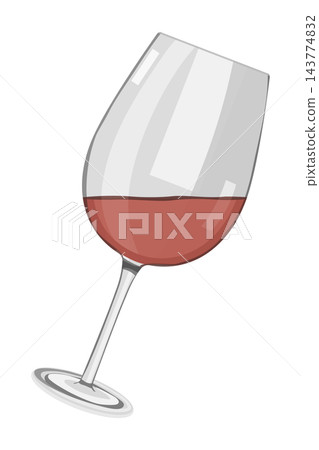 Tilted red wine glass, isolated illustration Tilted red wine glass, isolated illustration 143774832