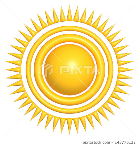 Yellow sun with double ring, isolated illustration Yellow sun with double ring, isolated illustration 143776122