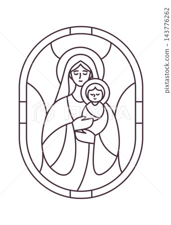 Madonna And Child Stained Glass Line Art Madonna And Child Stained Glass Line Art 143776262