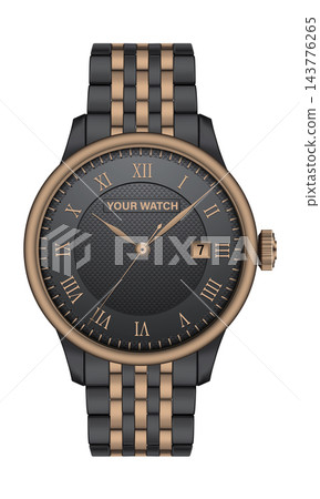 Realistic watch clock chronograph copper dark grey design luxury fashion object for men on white vector Realistic watch clock chronograph copper dark grey design luxury fashion object for men on white vector 143776265