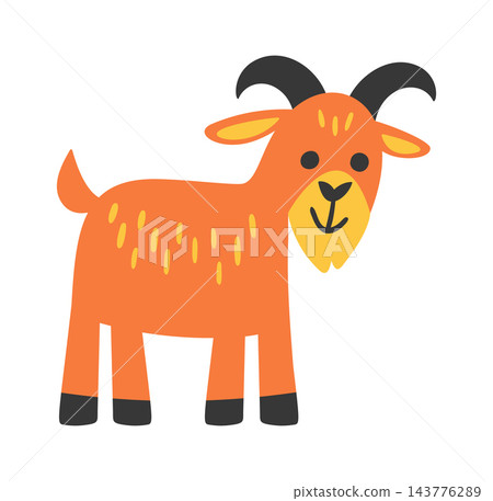 Goat Standing With Horns Cartoon Goat Standing With Horns Cartoon 143776289