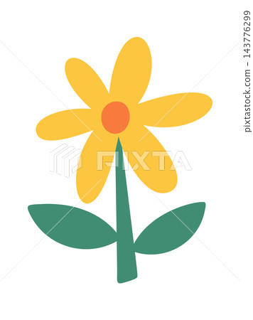 Flower Bloom With Leaves Cartoon Flower Bloom With Leaves Cartoon 143776299
