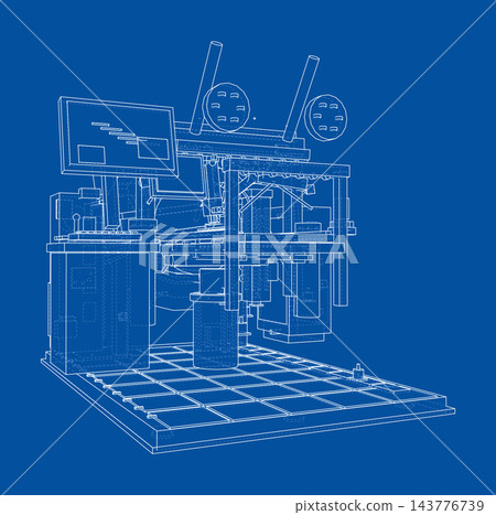 Futuristic Equipment Station Blueprint. Vector Futuristic Equipment Station Blueprint. Vector 143776739