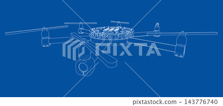 drone blueprint illustration. Vector drone blueprint illustration. Vector 143776740